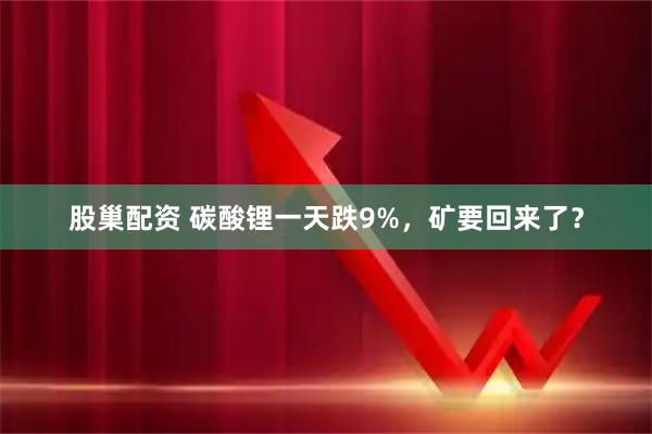 股巢配资 碳酸锂一天跌9%，矿要回来了？
